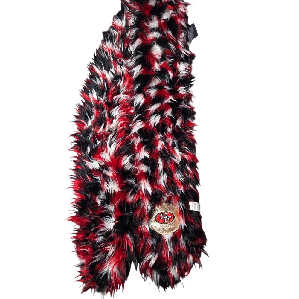Forever Collectibles NFL San Francisco 49ers Faux Fur Shag Boa Scarf NWT Red